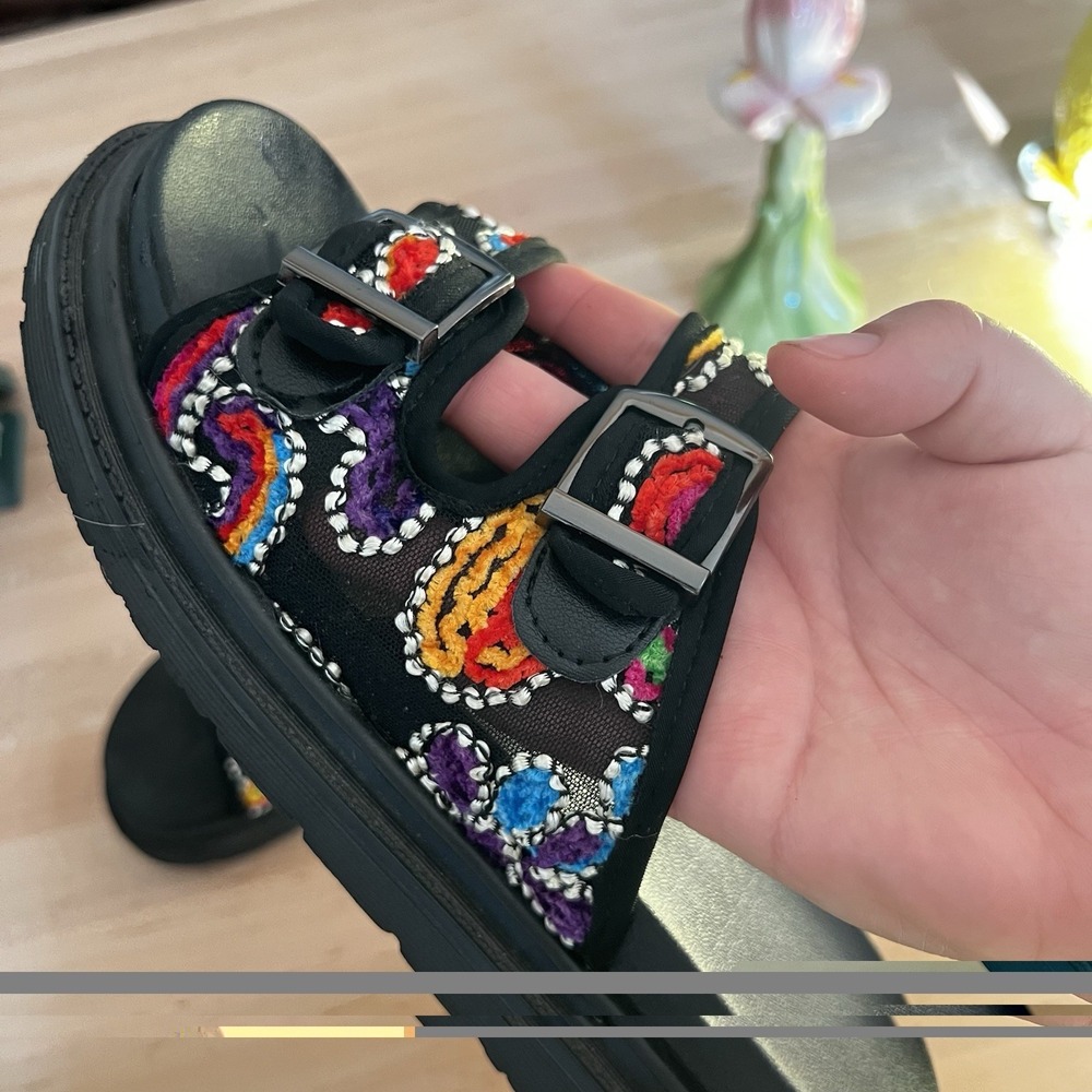 Boho Colorful Embroidered Floral Slide Sandals Festival Women's Size 11 - Picture 3 of 7